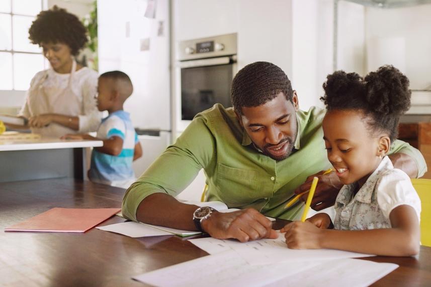 Parents dividing household work and childcare responsibilities