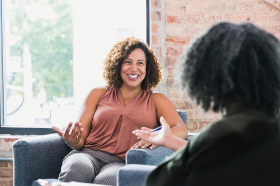 A woman talking to her therapist