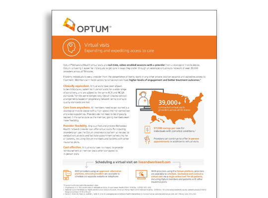 Thumbnail of Behavioral Health virtual visits fact sheet